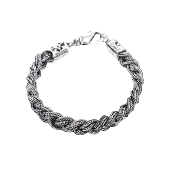 E.BICOCCHI BRACCIALE TRECCIA MEDIA ARGENTO