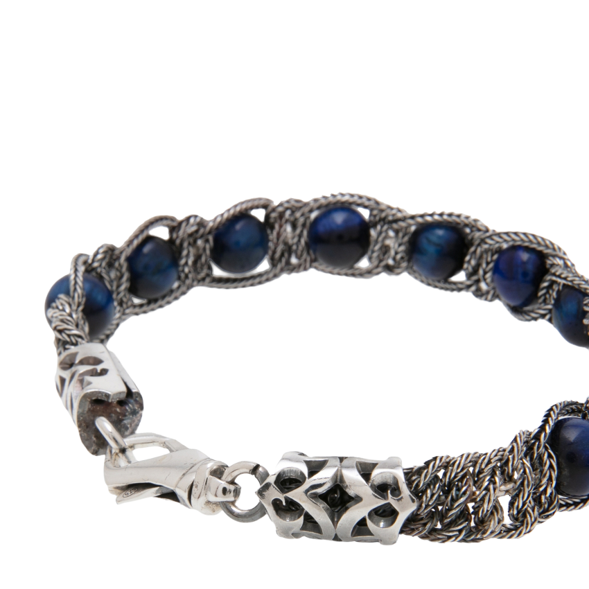 E.BICOCCHI BRACCIALE IN ARGENTO CATENA E PERLE